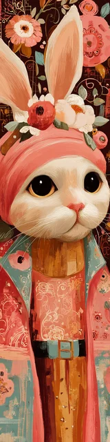 Cat bookmarks featuring a pink theme bunny ear cat